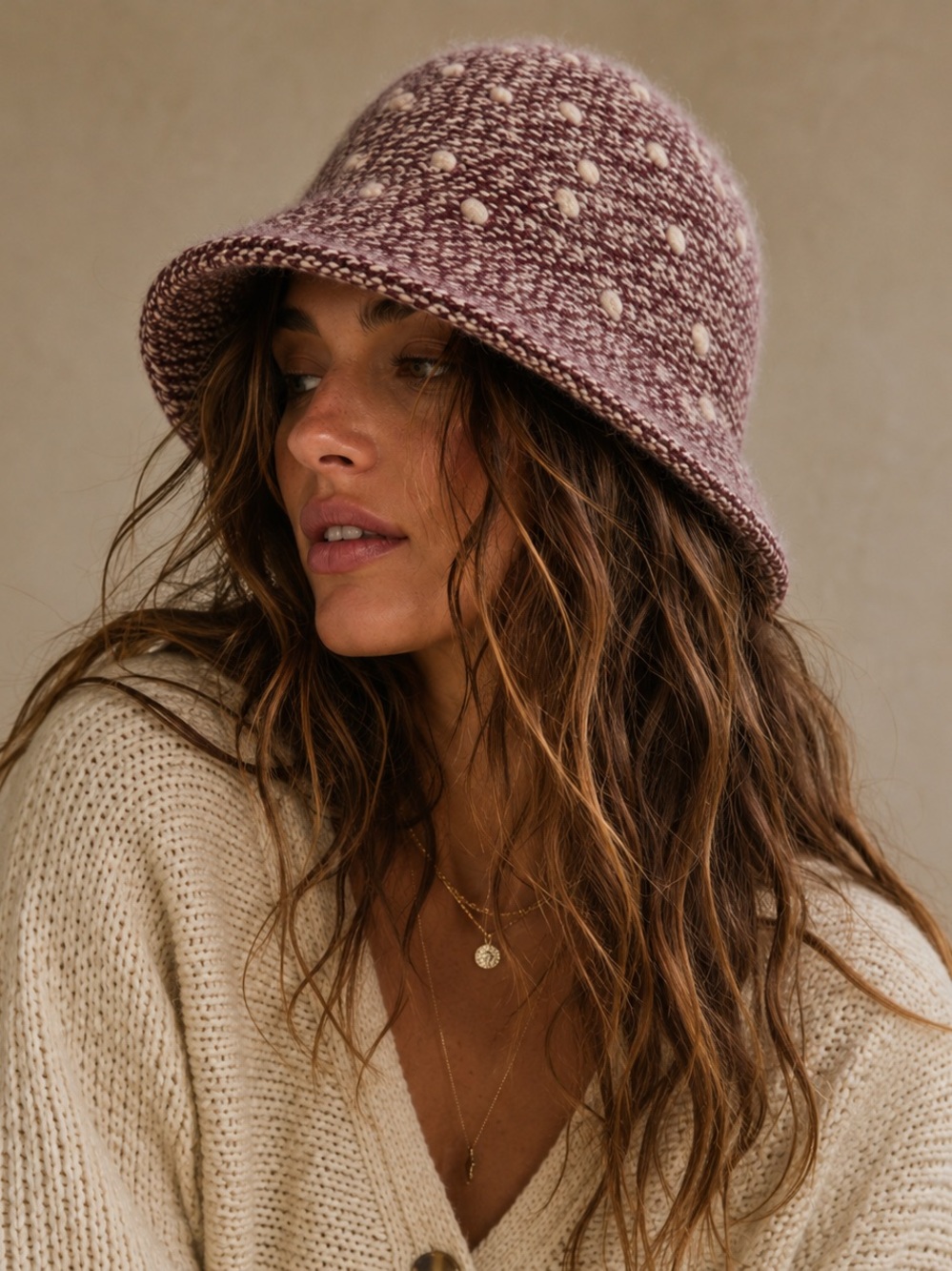 Vintage Angora Wool Fuzzy Knit Bucket Hat Made in Italy